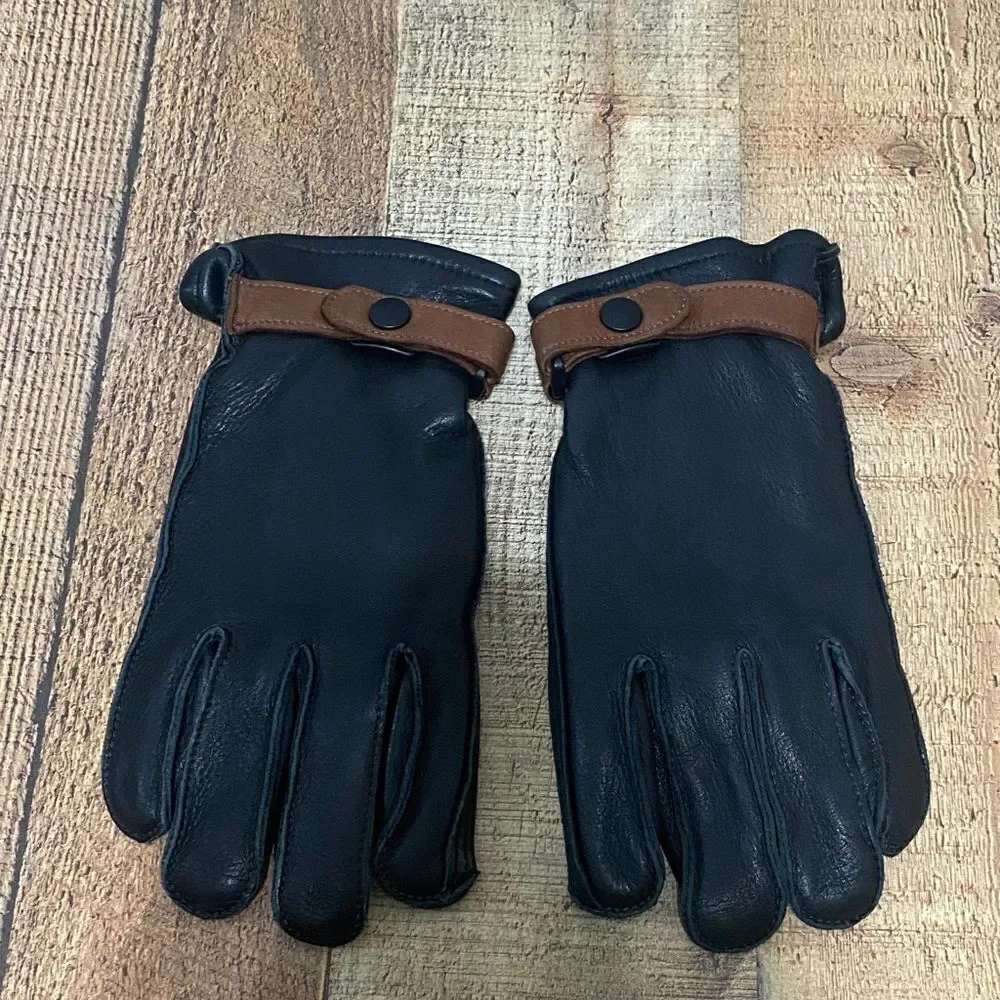 Black leather gloves